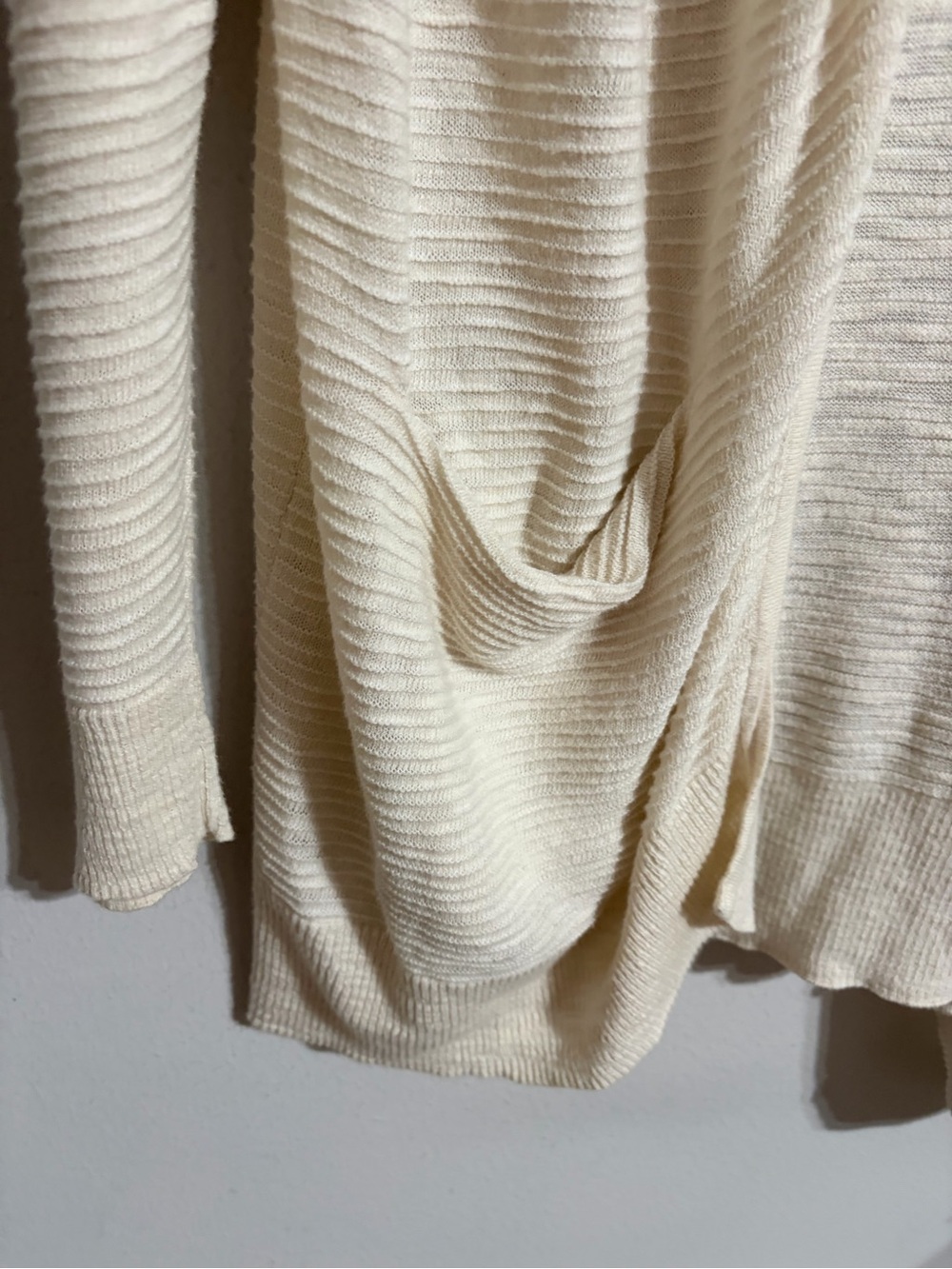 Madewell Summer Ryder Cardigan Sweater Stripe Pearl Ivory Open-Front Pocket SZ M - Picture 12 of 13